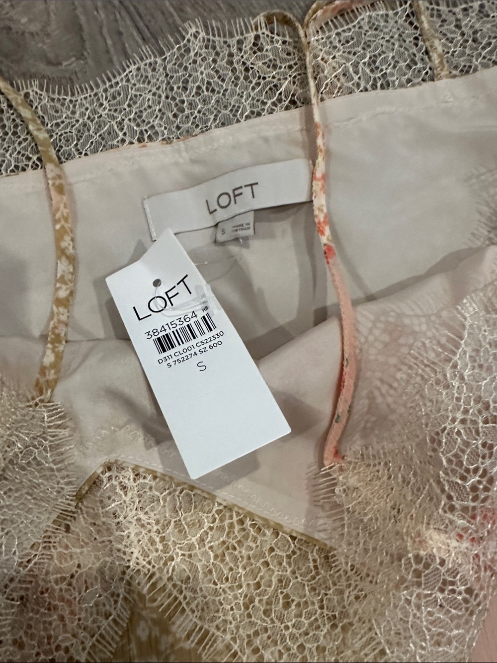 LOFT Floral Patchwork Lace-Trim Camisole in Blush and Olive - Women Tops - Picture 3 of 3